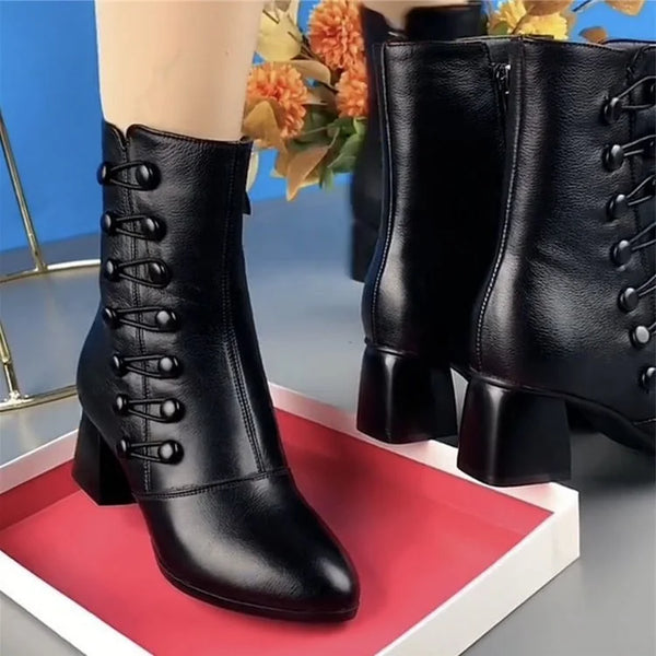 ✨💃Elegant women's leather boots with side zipper